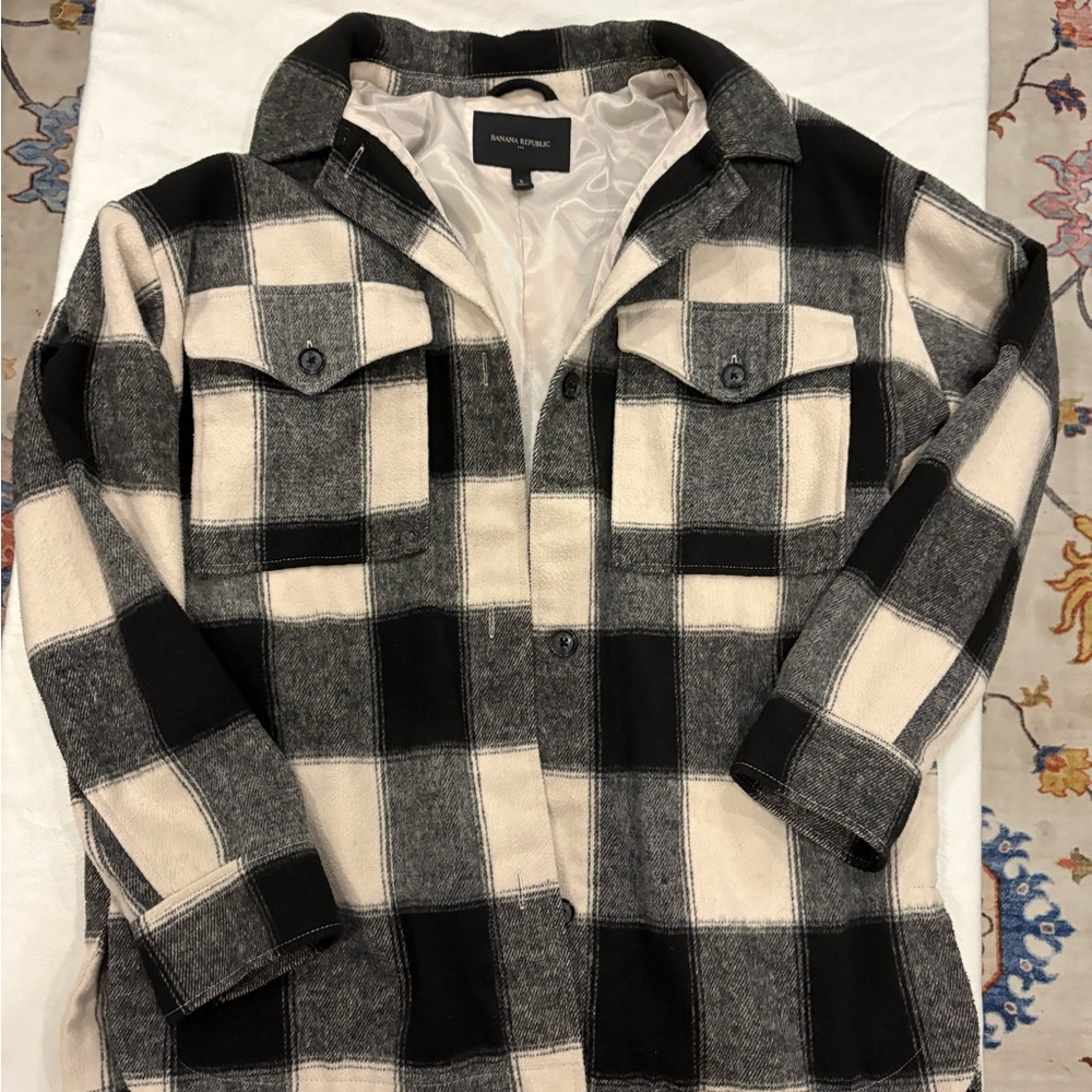Banana Republic Monochrome Checkered Coat